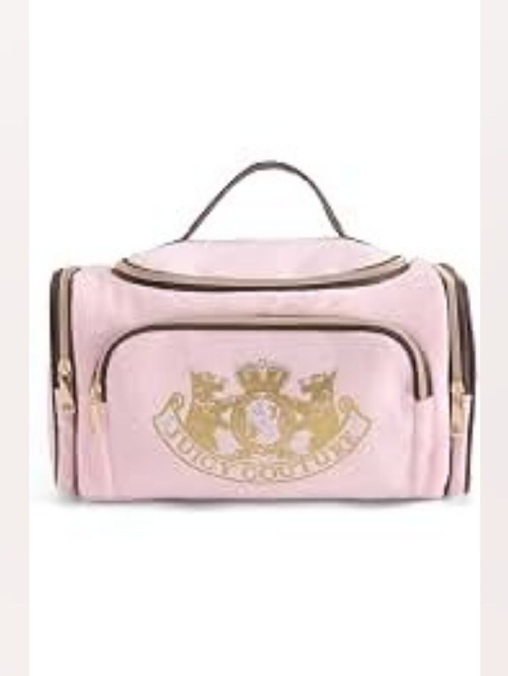 Juicy Couture Pink Velour Makeup Bag, Duffel, Gold Terrier Dog